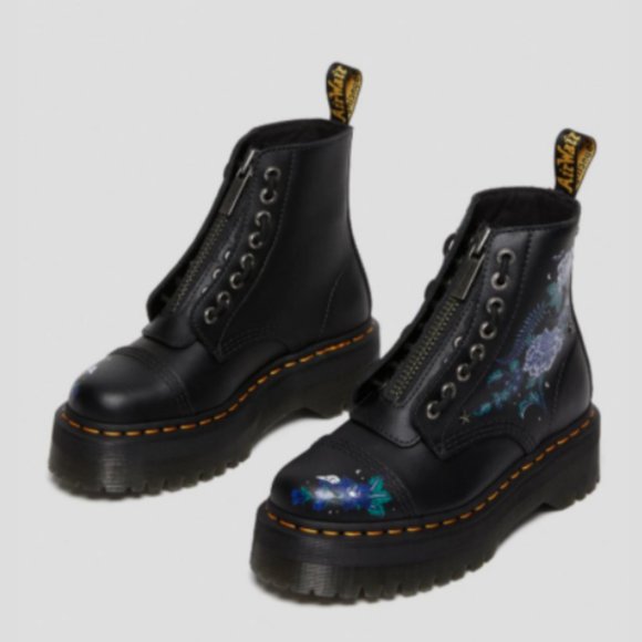 Dr. Martens SINCLAIR MYSTIC FLORAL LEATHER PLATFORM BOOTS MSRP$220 UniqueDetails - Picture 6 of 11